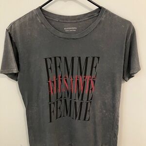 All Saints Graphic Gray and Red Tee XS